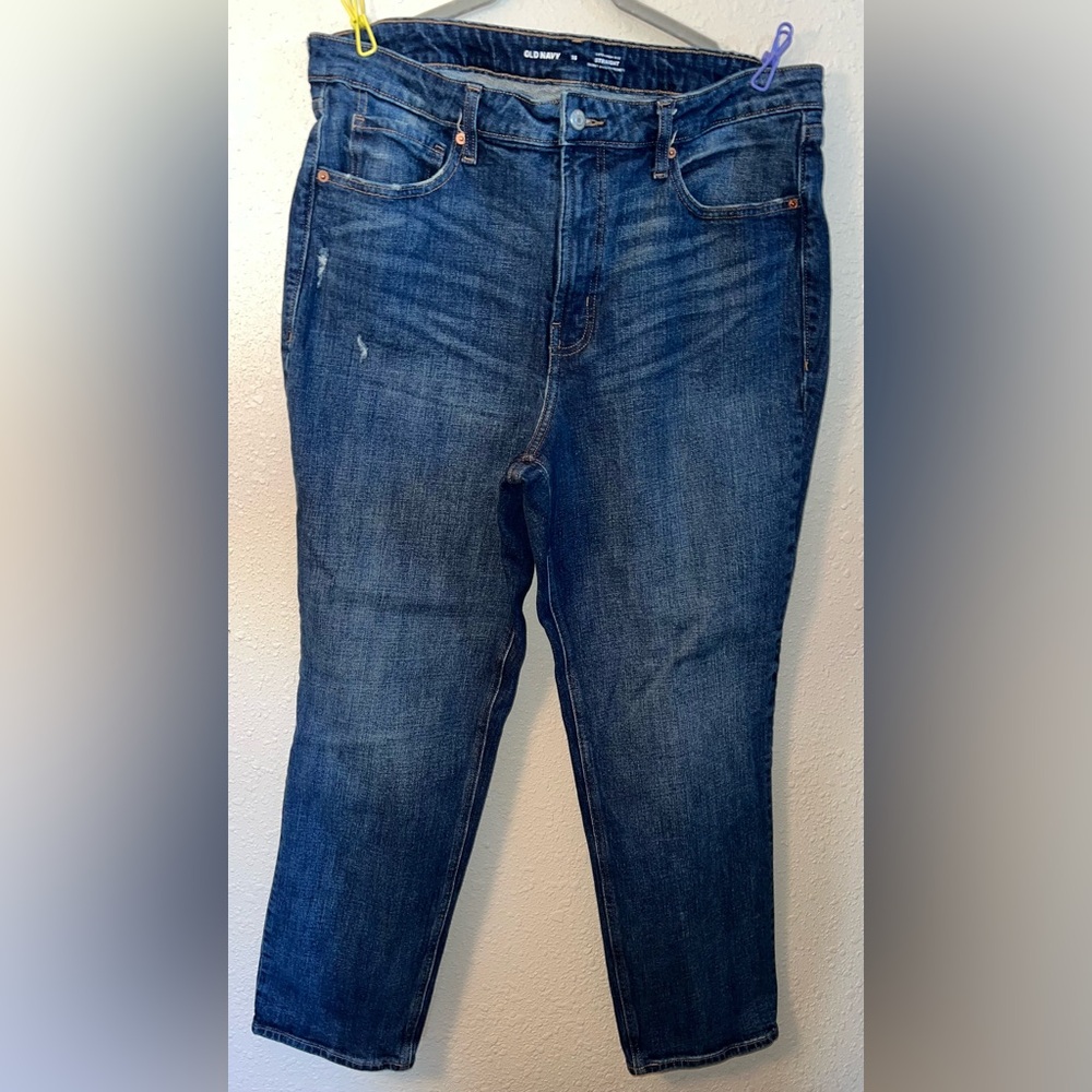 Old Navy Women's Extra High Rise Straight Medium Blue Jeans